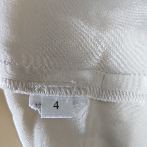 LOEFFLER RANDALL Women's Ivory w/ Black Straps Satin Charmeuse Blouse Size 4 - Picture 9 of 9